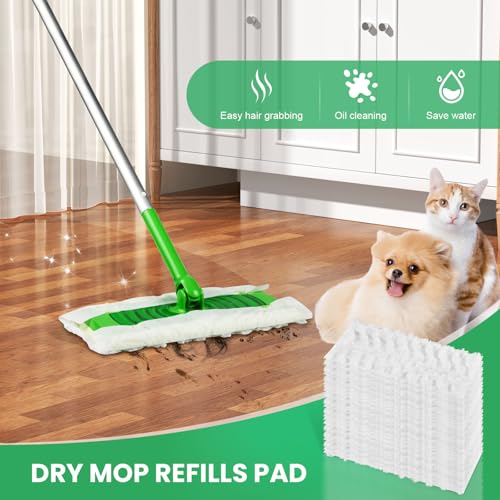 Pure Realm 60 Count for Swiffer Dry Cloths Compatible with Swiffer Sweeper& Mop Deluxe 2-in-1 Floor Mopping and Limited Edition Pink Wicked, Cleaning Dust and Hair, for Swiffer Dry Sweeping Cloths - color: White 60 Mop Pads