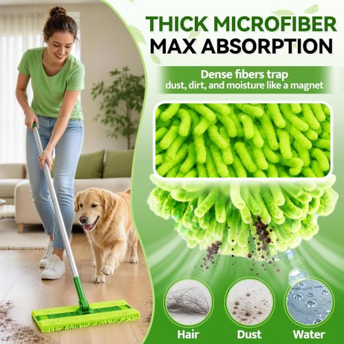 FIXSMITH Reusable Microfiber Mop Pads Compatible with Swiffer Sweeper and All 10-12 inch Flat mops, 8 Pack Washable Wet Dry Mop Refills, Microfiber Mop Replacement Heads for Floor Cleaning