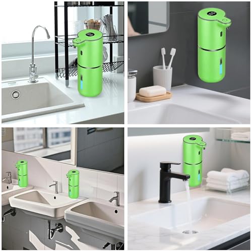 OHIFAST Automatic Liquid Soap Dispenser Touchless, USB Rechargeable Smart Hand Soap Dispenser, 6-Level Adjustable, 12.8oz/380mL Wall Mounted for Bathroom Kitchen Accessories Dish Soap-Green - color: Green, style: Liquid