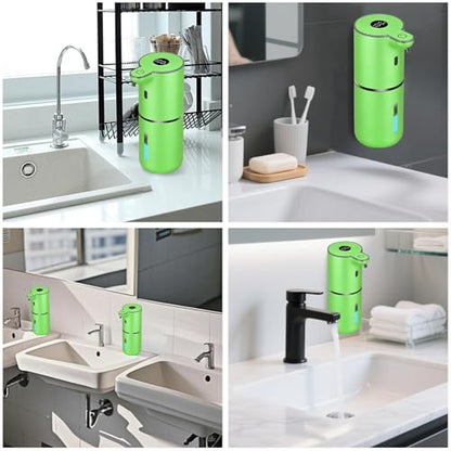OHIFAST Automatic Liquid Soap Dispenser Touchless, USB Rechargeable Smart Hand Soap Dispenser, 6-Level Adjustable, 12.8oz/380mL Wall Mounted for Bathroom Kitchen Accessories Dish Soap-Green - color: Green, style: Liquid