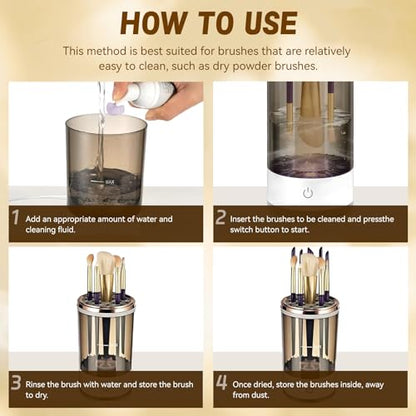 Electric Makeup Brush Cleaner - Portable Compact Design for Travel Home Use - Professional Makeup Brush Cleaning Machine - Automatic Makeup Brush Cleaner