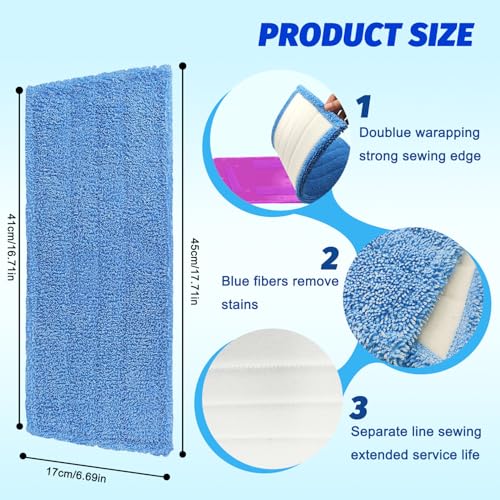 4 Pack Mop Pads Compatible with Rejuvenate Click N Clean Spray Reusable Microfiber Pads Replacement for Rejuvenate Microfiber Mop Washable Refill for Floor Cleaning