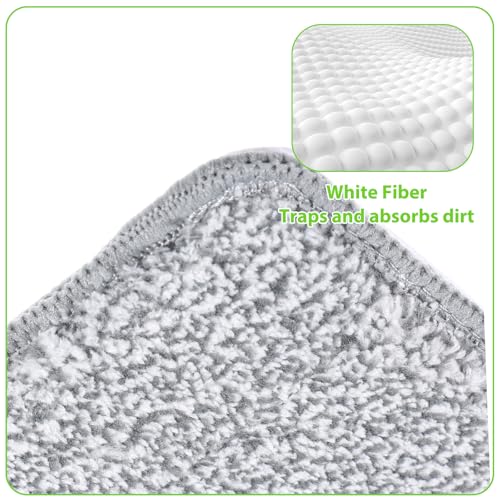 3 Pack Flat Mop Replacement Pad, 13" X 4.7" Microfiber Reusable Mop Pads Washable Mopping Pads Cleaning Mops Heads Cloth Replacement for Hardwood Floor Cleaning Wet Dry Use (White,Grey)