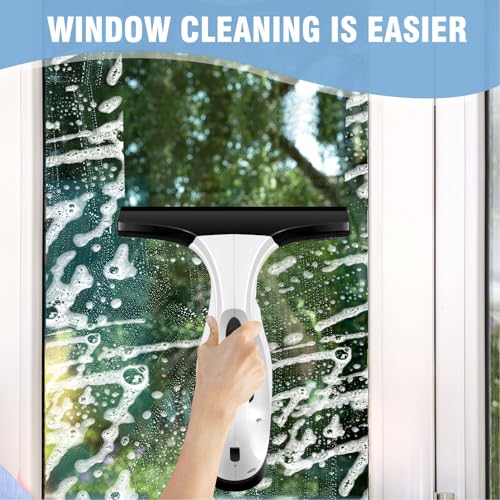 Fockety Window Vacuum Squeegee, Cordless Handheld Electric Window Cleaner Tool, Cleaning Kit with 150ml Water Tank and 2200mAhBattery for Shower Glass, Car, Door and Mirror