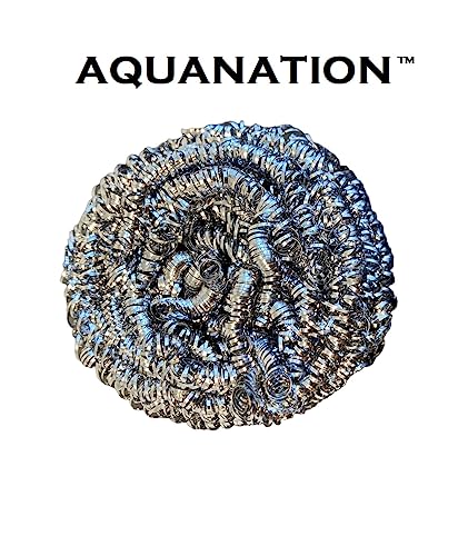 AquaNation Premium Stainless Steel Scouring Pads [Large 50 Gram] | Heavy Duty 12 Pack | Industrial & Commercial Grade Steel Wool Scrubbers | Individually Wrapped Scrubbing Sponges