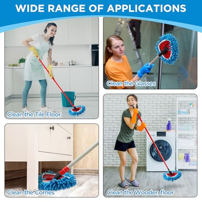 Baderke 3 Pack Chenille Mop Heads Replacements Compatible with 1 Tank System Chenille Duster Replacement Heads Microfiber Spin Mop Refill Pads Reusable Dust Refills for Floor Cleaning (Blue) - color: Blue