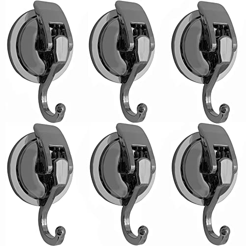 Heavy Duty Suction Cup Hooks for Shower, Bathroom Robe - Vacuum Glass Hooks, Reusable, No Hole Punched, for Garland Decoration (Silver Grey, 6 Pack) - color: Silver grey, size: 6 Pack