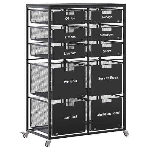 EasyPAG Rolling Storage Cart With 10 Drawers, Metal Craft Organizers And Storage Cart With Wood Tabletop, 30 Lbs Capacity Per Drawer For Home Office Classroom And Dorm, Black - size: 10 Drawers