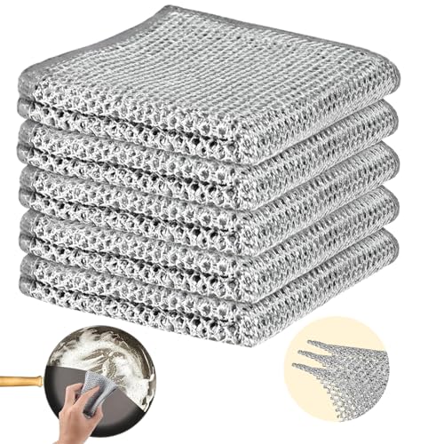 5-Pack 3-Layer Steel Scrub Cloths, Multi-Purpose Scouring Pads for Kitchen, Dishes, Appliances, Fruits & Vegetables - color: Triple-layer Steel Wire Cloth 5