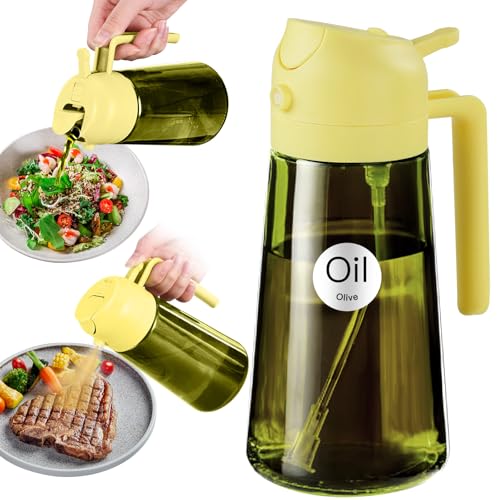 YARRAMATE 16oz/470ml Light-Blocking Dark Oil Sprayer for Cooking, 2 in 1 Olive Oil Dispenser Bottle for Kitchen, Premium Dark Green Glass Oil Bottle, Food-Grade Oil Mister for Air Fryer, BBQ (Pomelo) - color: 11_Pomelo