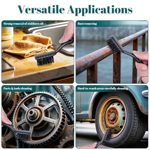 15 PCS Mini Nylon Brush Set，Masonry Brush Wire Bristle for Cleaning Welding Slag and Rust，Curved Handle Brush (Nylon, 15) - style: Nylon