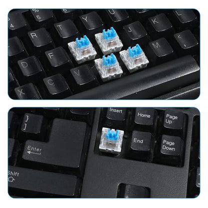50 Pcs Blue Mechanical Keyboard Switches, 3-Pin Clicky Tactile Switches with Free Keycap Puller & Cleaning Brush, Complete Switch Replacement Kit for DIY