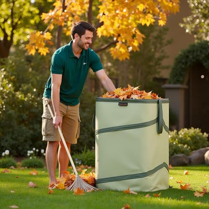 YUDI & GARDEN 46 Gallon Square Collapsible Yard Waste Containers | Collapsible Trash Can, For Collecting Weeds, Leaf, Yard and Party Waste