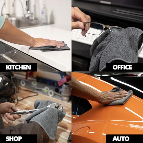 CERAKOTE Microfiber Towels (12 Pack) - Cleaning and Application Towels - Durable 300 GSM Lint-Free Material - Ideal for Cars, Home, Shop and Office - size: 12.5" x 12.5"