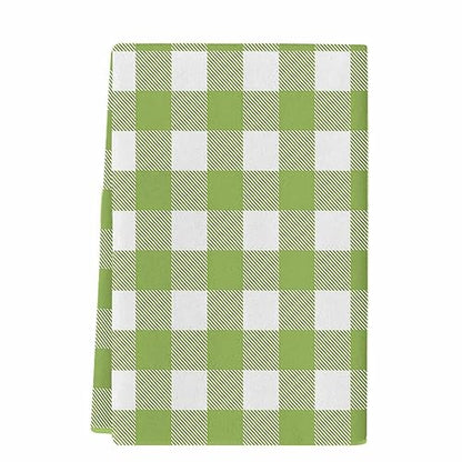 Farmhouse Buffalo Plaid Green Kitchen Towels, Absorbent Microfiber Hand Towels for Kitchen Bathroom Bar Decorative Check Country Ultra Soft Resuable Cleaning Cloths Washable Fast Drying - size: 18" x 28"