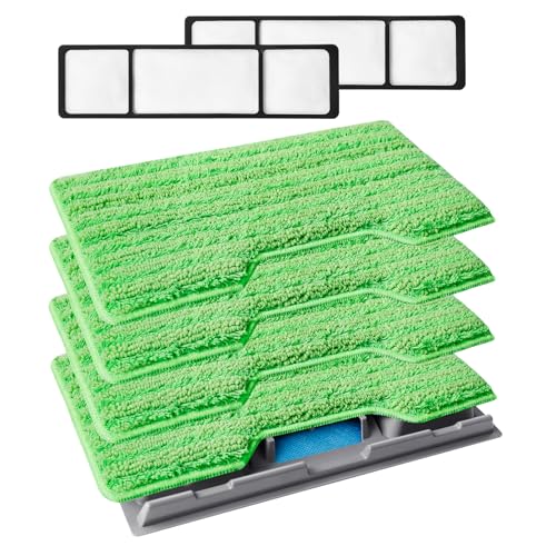KEEPOW Washable & Reusable Mop Pads Compatible with Shark VACMOP VM252 VM200 VM401 VM180 VM252GN VC205 VM250 Cordless Vacuum Hard Floor Mop, Compatible with VACMOP Pads, Green, 4+2+1 Pack - color: 4+2+1 Pack(green)