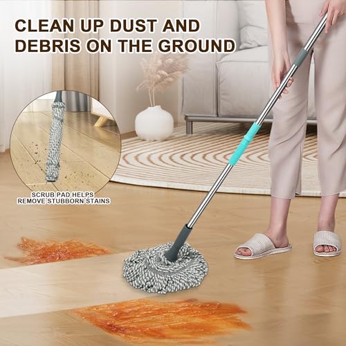 Self Wringing Mop Floor Cleaning, Easy Squeeze Twist Mop, Heavy Duty Wet Mops for Cleaning Hardwood Tile Vinyl Laminate Floors (Gray- 2 Head) - color: Gray- 2 Mop Head