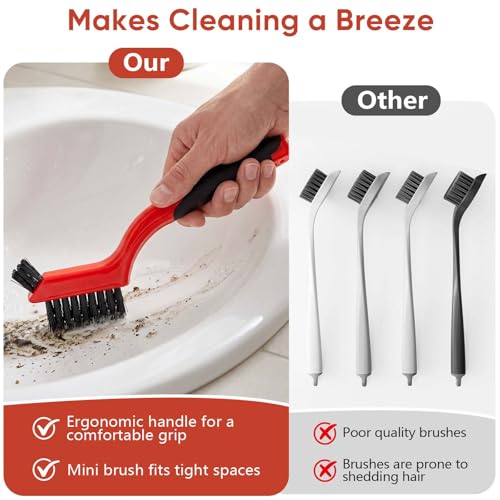 10PCS Nylon Cleaning Brushes for Tight Spaces, Non Scratch Detail Cleaning Brush Set for Window Tracks, Kitchen, Bathroom, Keyboard, Car Detailing & Household Cleaning