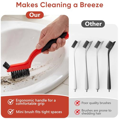 10PCS Nylon Cleaning Brushes for Tight Spaces, Non Scratch Detail Cleaning Brush Set for Window Tracks, Kitchen, Bathroom, Keyboard, Car Detailing & Household Cleaning
