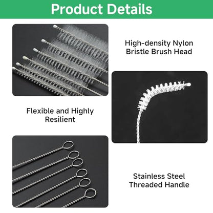12-Pack Long Straw Cleaner Brush, Extra Long 12 Inch Cleaning Brushes with 6 8 10 12 15 20mm Wide Bristle Head, Flexible Straw Brush Set for Tumblers and Water Bottles