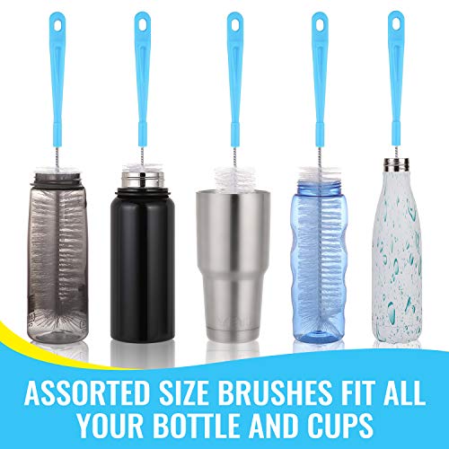16" Bottle Brush Cleaner for Water Bottle - Long Handle Bottle Brush for Cleaning Narrow Neck Sport Bottles,Beer Bottle and Jugs, Set of 2