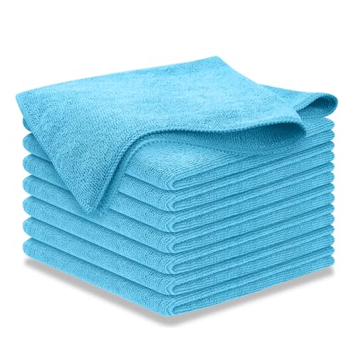 USANOOKS Microfiber Cleaning Cloth - Turq - 8Pcs (12.5x12.5 inch) High Performance - 1200 Washes, Ultra Absorbent Car Towel Traps Grime & Liquid for Streak-Free Mirror Shine - car Washing Cloth - color: Turqoise, size: Pack of 8