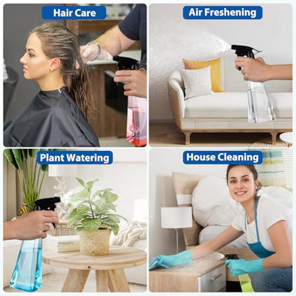 Spray Bottles (2-Pack, 12 Oz.) Mist/Stream, Plastic Water Spray Bottle for Hair, Plants, Cleaning, Cooking, BBQ, Pet - Empty Spray Bottles - Leak Proof - BPA-Free - Multicolor - color: Orange + Blue