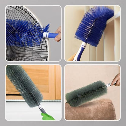 2026 Upgraded Fan Cleaner Brush – Bendable Dusting Tool for Blinds & Electronics, Reusable Microfiber Dust Collector, No-Disassembly Deep Cleaning for AC, Vents (Blue) (2pcs Grey) - color: 2pcs Grey