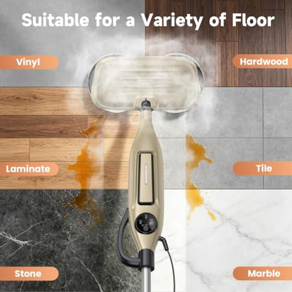 DEVOAC VM6 Scrubbing Steam Mop with Rotating Mop Pads, 10 in 1 Steam Mop, Lightweight Spin Mop & 3 Steam Modes for Hard Floor Laminate Marble Floors (Auster) - color: Auster