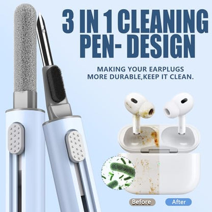 【1 Pack】 Cleaner Kit for AirPods Pro 1 2 3 Earbuds,Cleaning Kit Pen Shape with Soft Brush Flocking Sponge Tool for Bluetooth Earphones Headphones Charging Case,Phone,Camera and Computer(Blue) - color: B6-Blue