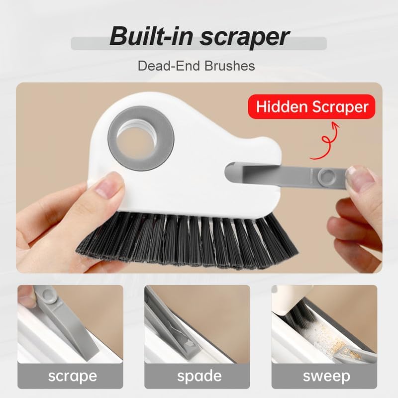2 in 1 Groove Cleaning Brush, 2025 New Window Track Cleaning Tools, Multifunctional Bristle Crevice Brush with Hidden Scraper for Sliding Door Track Window Seal (Gray 1pc) - color: Gray 1pc