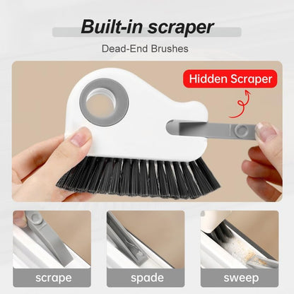 2 in 1 Groove Cleaning Brush, 2025 New Window Track Cleaning Tools, Multifunctional Bristle Crevice Brush with Hidden Scraper for Sliding Door Track Window Seal (Gray 1pc) - color: Gray 1pc