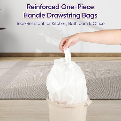 LainNeala Small Trash Bags 4 Gallon with Strong Handles, 100 Count Small Garbage Bag Bathroom White Mini Trash Bag Trash Can Liners Unscented Small Garbage Bags for Bathroom Can