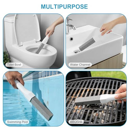 8 Pack Pumice Stone Toilet Bowl Cleaner with Long Handle - Replaceable Toilet Pumice Stone, Equipped with 2 Handles and 8 Floating Stones for Cleaning Toilets, Bathtubs, Grills, Swimming Pools, Sinks
