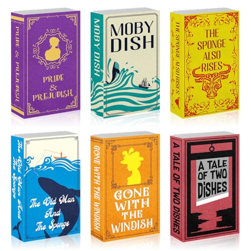 6 Pieces Book Kitchen Sponges Novels Sponges Fun Non-Scratch Scrub for Washing Dishes Pots Pans and Household Cleaning Supplies for Kitchen Dishes Furniture Gifts(Book,6 Pcs) - color: Book