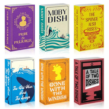 6 Pieces Book Kitchen Sponges Novels Sponges Fun Non-Scratch Scrub for Washing Dishes Pots Pans and Household Cleaning Supplies for Kitchen Dishes Furniture Gifts(Book,6 Pcs) - color: Book