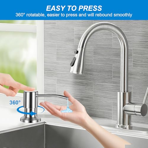 Soap Dispenser for Kitchen Sink, Upgrade Built in Sink Soap Dispenser Brushed Nickel, Countertop Sink Soap Dispenser Pump with 47" Extension Tube kit, No Need More Refills - color: Brushed Nickel