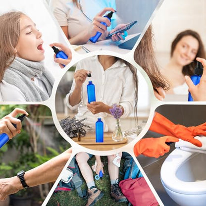 Eccliy 32 Pcs 8 oz Spray Bottles Fine Mist Plastic Spray Bottles Clear Empty Sprayer Hairs Refillable Travel Sprayer with Pump Cap for Cleaning Oils Travel Perfumes(Blue,Clear) - color: Blue, style: Clear