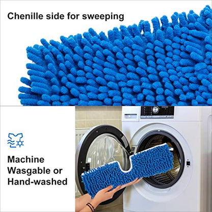 4 Pack Chenille Mop Heads Replacements Compatible with Oceda Dual-Action Microfiber Flip Mop System, Mop Replace Heads for Dry Wet Use, Washable Double Sided Flat Sponge(18 * 6 in)