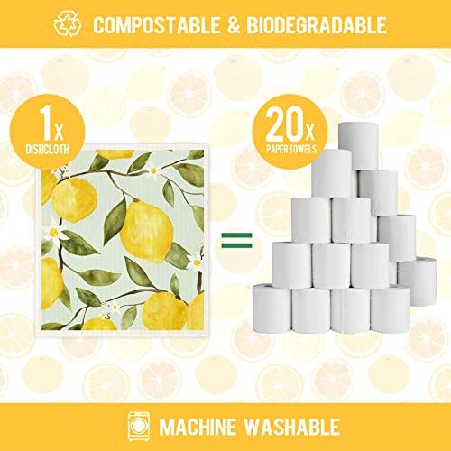 Mixed Fruit Swedish Kitchen Dishcloths Reusable Dish Towels Absorbent and Fast Dry Cleaning Cloths for Kitchen Cleaning Wipes 6 Pieces - color: Fruit