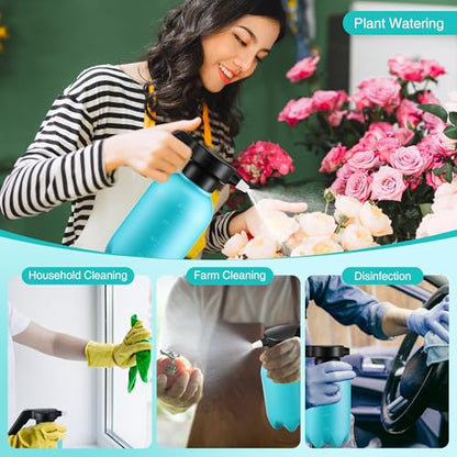 Electric Spray Bottle Plant Mister for Indoor Outdoor Plants, 0.5 Gallon Automatic Watering Can Rechargeable Battery Powered Sprayer with Adjustable Spout for Gardening, Cleaning (Blue Style) - style: Blue Style