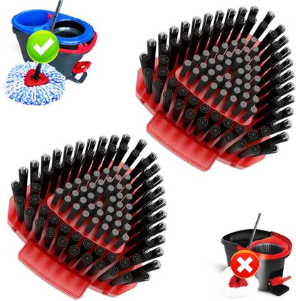 Fatmass 2 Pack Upgraded Spin Mop Replace Scrub Mop Brush Compatible with O Cedar 2 Tank RinseClean, Great for Kitchen, Deck, Bathroom and Shower Floor Scrubber - size: Small (Red 2 Pack)
