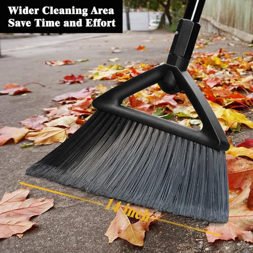 Heavy Duty Broom Outdoor Indoor, Upgraded Commercial Angle Brooms, Black Broom for Sweeping House, Restaurant, Kitchen, Garage, Courtyard - color: 4 * Black