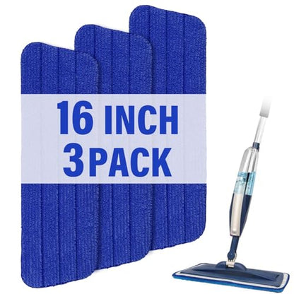 16.5" Microfiber Mop Pads Refills, 3 Pack Reusable Replacement Heads | reusable wet mop refills, machine washable for 14-16 inch spray mops, hardwood floors, dust cleaning & scrubbing - color: Purple