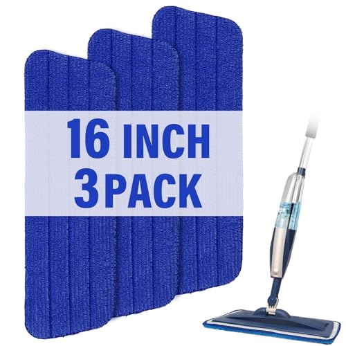 16.5" Microfiber Mop Pads Refills, 3 Pack Reusable Replacement Heads | reusable wet mop refills, machine washable for 14-16 inch spray mops, hardwood floors, dust cleaning & scrubbing - color: Purple