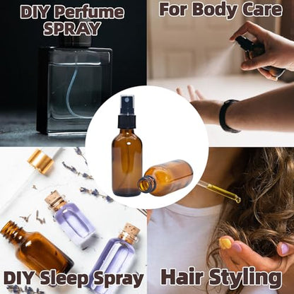 Zkupanx 4 PACK 2 oz Amber Small Glass Spray Bottles, Empty Spray Bottle for Hair, Plants, Perfume - Fine Mist, 2oz Mini Spray Bottle - color: Amber