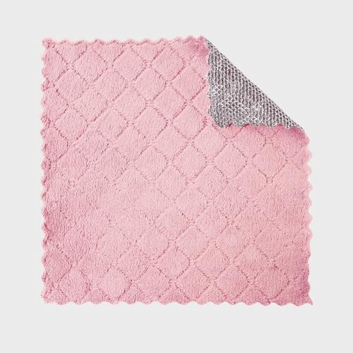Multipurpose Dishwashing Rags for Wet and Dry,Multifunctional Non-Scratch Wire Cloth, Non Scratching Metal Wire Rag for Kitchen, Counter, Dishes, Sink - color: Pink