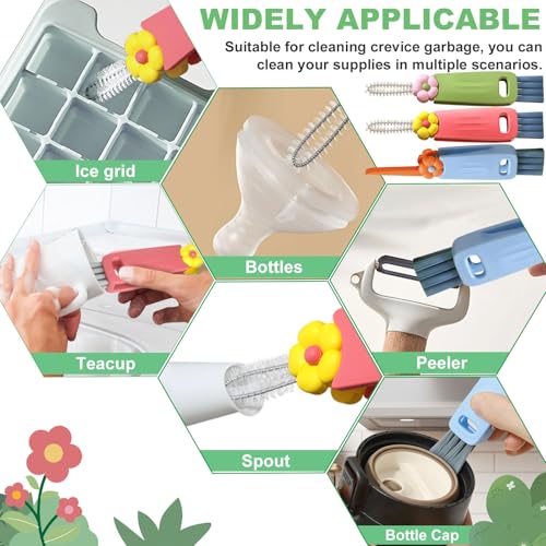 3 in 1 Cup Lid Cleaning Brush, 6 PCS Portable Water Bottle Brush, Multifunctional Bottle Cleaner Brush Set for Tight Spaces, Bottle Gaps, Tumblers, Travel Mug Caps - color: Red, Green, Blue(6pcs)