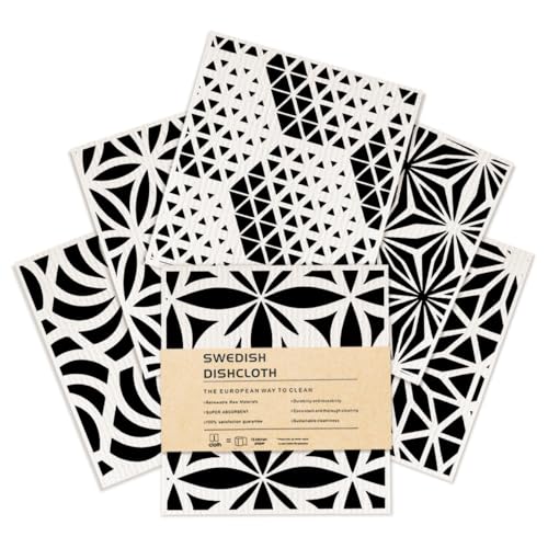 Swedish Dishcloths for Kitchen, 6 Pack Geometric Towels, Washable Absorbent Cellulose Sponge Cloths No Odor, Eco-Friendly Dish Cloths, Kitchen Gifts for Women, Home Kitchen Cleaning - color: Multi 1528