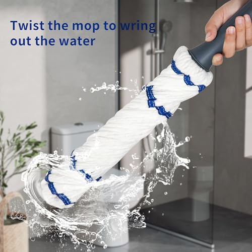 Silkyhose Self-Wringing Twist Mop Cotton Rotating Dry & Wet Mops with Long Handled for Floor Cleaning Kitchen Bathroom Hardwood Vinyl Tile Laminate Household Office - color: Blue White